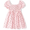 The Children’s Place Baby Girls’ and Toddler Girls Short Sleeve Smocked Dress(Petal Cherries)