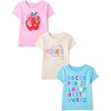 The Children’s Place Baby Girls’ and Toddler School,Learning Short Sleeve Graphic T-Shirts,3 Pack(Create/Alphabet/Apple Stickers)