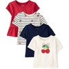 The Children’s Place Baby Girls’ and Toddler Short Sleeve Tops,4-Pack(Tidal)