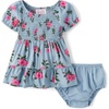 The Children’s Place Baby and Toddler Girls’ Short Sleeve Casual Dresses(Blue Aura Ruffle)