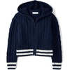 The Children’s Place Girls’ Long Sleeve Cable Knit Zip Front Hooded Sweater(Tidal)