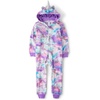 The Children’s Place Girls’ Long Sleeve Fleece Zip Up One Piece Pajama(Foil Unicon)