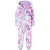 The Children’s Place Girls’ Long Sleeve Fleece Zip Up One Piece Pajama(White Hearts)