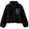 The Children’s Place Girls’ Long Sleeve Sherpa Fleece Full Zip Jacket(Classic Black)