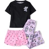 The Children’s Place Girls’ Short Sleeve Pant and Shorts, 3-piece Pajama Sets(Snack Doodle)