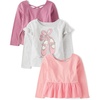 The Children’s Place Girls and Toddler Long Sleeve Everyday Casual Knit Shirt(Ballet Shoes/Mauve/Pink 3-pack)