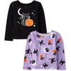 The Children’s Place Girls and Toddler Long Sleeve Everyday Casual Knit Shirt(Halloween Print 2-pack)