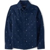 The Children’s Place,Boys,Long Sleeve Poplin Button Down Shirt,Tidal Geo,X-Small
