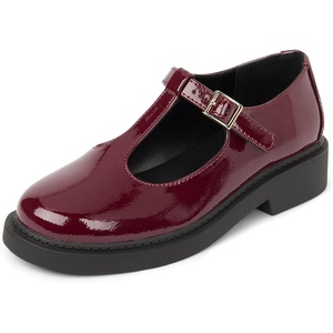 The Children’S Place Girls Closed Toe Maryjane Flats(Burgundy T-strap)