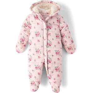 The Children’s Place Baby And Newborn Water and Wind Resistant,microfleece Lined,long Sleeve Zip Front Snowsuit(Primrose Floral)