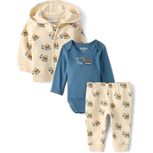 The Children’s Place Baby Boys’ And Newborn Jacket,long Sleeve Bodysuit and Pant,3-piece Playwear Outfit(Hay Stack Construction)