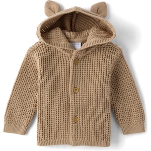 The Children’s Place Baby Boys’ and Newborn Long Sleeve Hooded Button Front Sweater(Baby Doe)