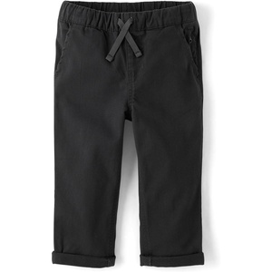 The Children’s Place Baby Boys’ and Toddler Boys Roll Cuff Pull on Chino Pants(Washed Black)