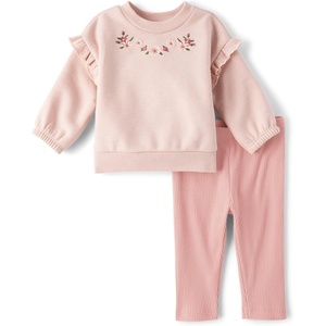 The Children’s Place Baby Girls’ And Newborn Long Sleeve Top and Pant,2-piece Playwear Set(Pink Melon Floral)