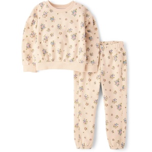 The Children’s Place Baby Girls’ And Toddler Long Sleeve Active Shirt and Pant, 2 Piece Outfit(Frappe Floral)