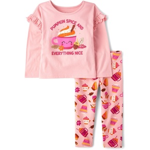 The Children’s Place Baby Girls’ And Toddler Long Sleeve Active Shirt and Pant, 2 Piece Outfit(Fuzzy Pink)