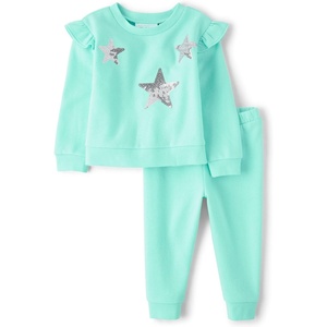The Children’s Place Baby Girls’ And Toddler Long Sleeve Active Shirt and Pant, 2 Piece Outfit(Icelandic)