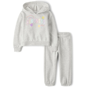 The Children’s Place Baby Girls’ And Toddler Long Sleeve Active Shirt and Pant, 2 Piece Outfit(Kindness)