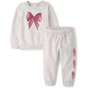 The Children’s Place Baby Girls’ And Toddler Long Sleeve Active Shirt and Pant, 2 Piece Outfit(Lunar Bow)