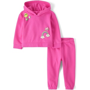 The Children’s Place Baby Girls’ And Toddler Long Sleeve Active Shirt and Pant, 2 Piece Outfit(Pink Summer)