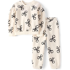 The Children’s Place Baby Girls’ And Toddler Long Sleeve Active Shirt and Pant, 2 Piece Outfit(White Daisy Bow)