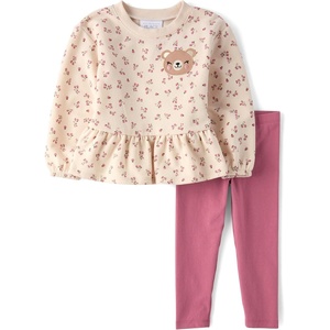 The Children’s Place Baby Girls’ And Toddler Long Sleeve Top and Pant,2-piece Outfit Set(Light Plum Bear)