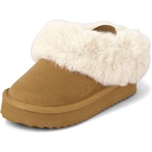 The Children’s Place Baby Girls’ Faux Fur Lined Platform Slippers(Lt Tan)