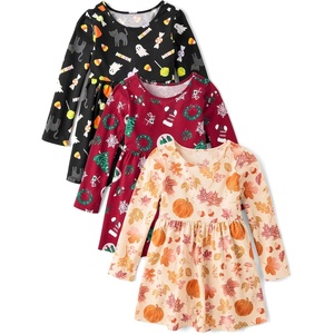 The Children’s Place Baby Girls’ Printed Skater Dress, Long Sleeve(Holiday Prints)