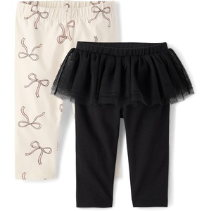 The Children’s Place Baby Girls’ and Newborn Pull on Pants(Black Tutu/Bows)