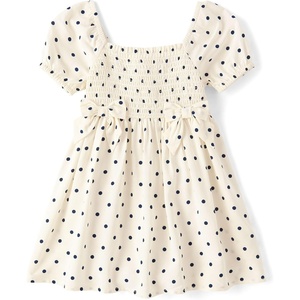 The Children’s Place Baby Girls’ and Toddler Girls Short Sleeve Smocked Dress(Marshmallow Dot)