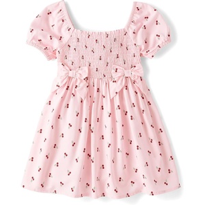 The Children’s Place Baby Girls’ and Toddler Girls Short Sleeve Smocked Dress(Petal Cherries)