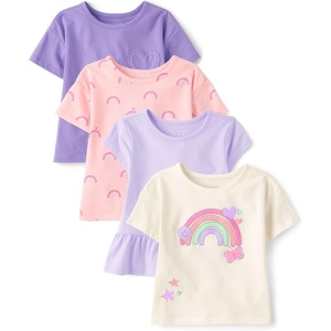 The Children’s Place Baby Girls’ and Toddler Short Sleeve Tops,4-Pack(Sea Salt)