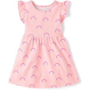 The Children’s Place Baby and Toddler Girls’ Short Sleeve Casual Dresses(Pink Rainbow)