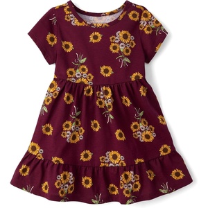 The Children’s Place Baby and Toddler Girls’ Short Sleeve Casual Dresses(Sunflowers)