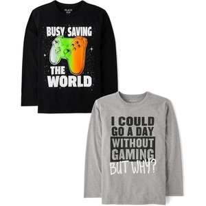 The Children’s Place Boys’ Gamer,Cars,Sports Long Sleeve Graphic T-Shirts,2 Pack(Save World/Without Gaming)