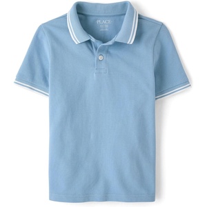 The Children’s Place Boys’ Uniform Short Sleeve Pique Polo(Pearl Blue)