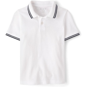 The Children’s Place Boys’ Uniform Short Sleeve Pique Polo(Soft White)