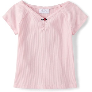 The Children’s Place Girls’ Basic Short Sleeve Knit Shirts(Rose Mist)