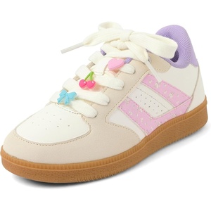 The Children’s Place Girls Casual Lace Up Low Top Sneakers(White Floral)