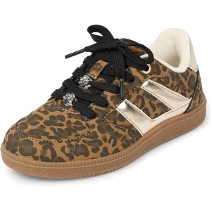 The Children’s Place Girls’ Girls’ Casual Lace Up Low Top Sneakers(Leopard)
