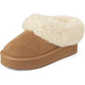The Children’s Place Girls’ Girls Indoor/Outdoor Comfy Slip on Platform Shoes, Faux Fur Lined(Tan)