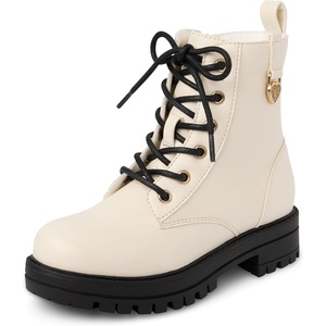 The Children’s Place Girls’ Girls Lace Up Combat Boots(Off-white)