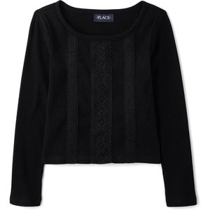 The Children’s Place Girls’ Long Sleeve Baby Tee(Black)