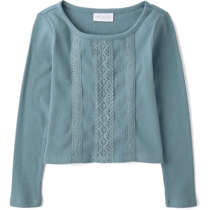 The Children’s Place Girls’ Long Sleeve Baby Tee(Storm Water)
