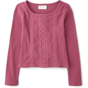 The Children’s Place Girls’ Long Sleeve Baby Tee(Vintage Rose)
