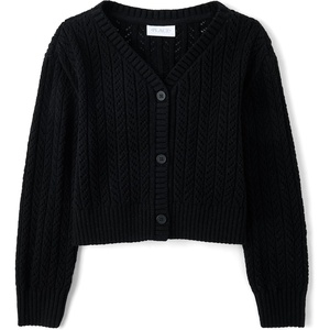 The Children’s Place Girls’ Long Sleeve Button Front Cardigan(Black)