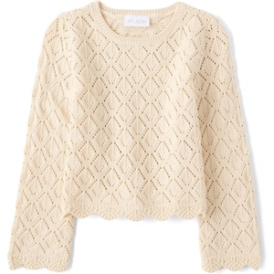 The Children’s Place Girls’ Long Sleeve Crew Neck Pullover Sweater(Frappe)