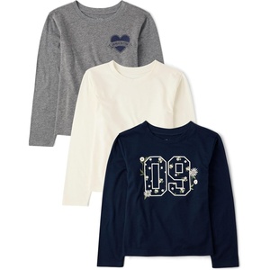 The Children’s Place Girls’ Long Sleeve Knit Fashion Shirt(Blue/Cream/Grey 3-pack)