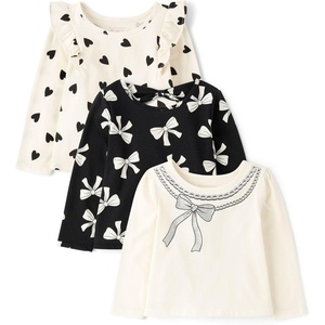 The Children’s Place Girls’ Long Sleeve Knit Fashion Shirt(Bows 3-pack)