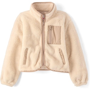 The Children’s Place Girls’ Long Sleeve Sherpa Fleece Full Zip Jacket(Beige)